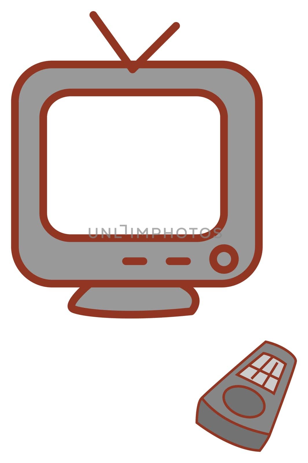 an old TV isolate in a white background