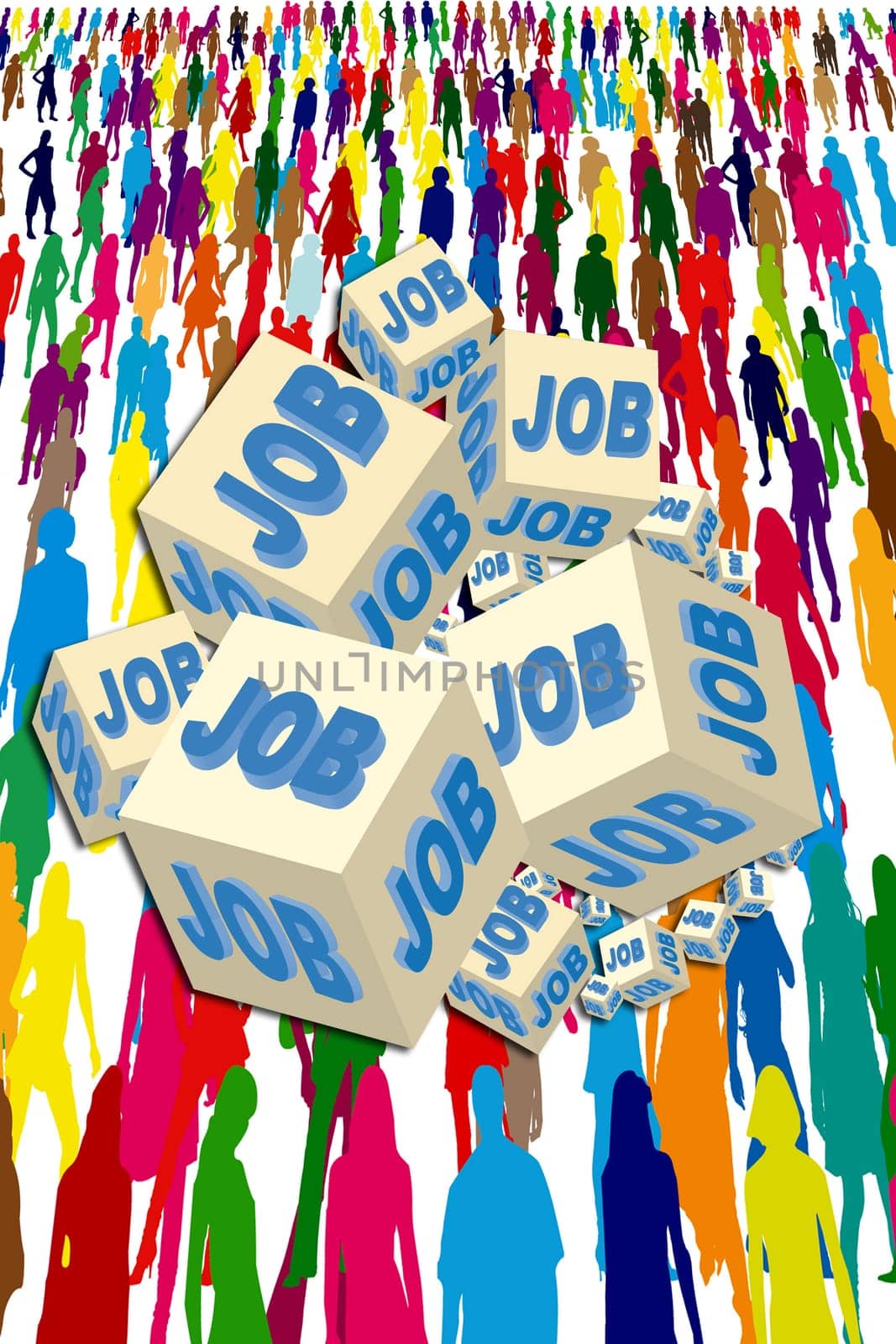 a crowd of unemployed people looking for a job