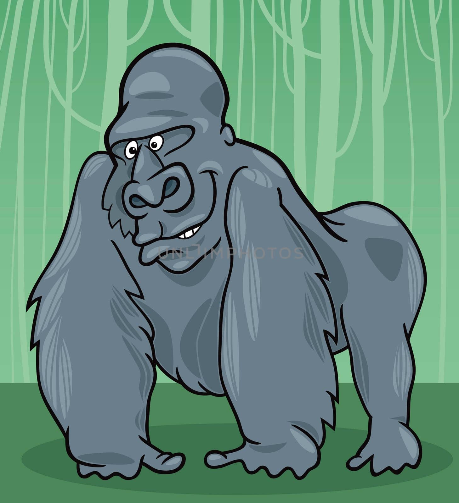 cartoon illustration of funny silver gorilla