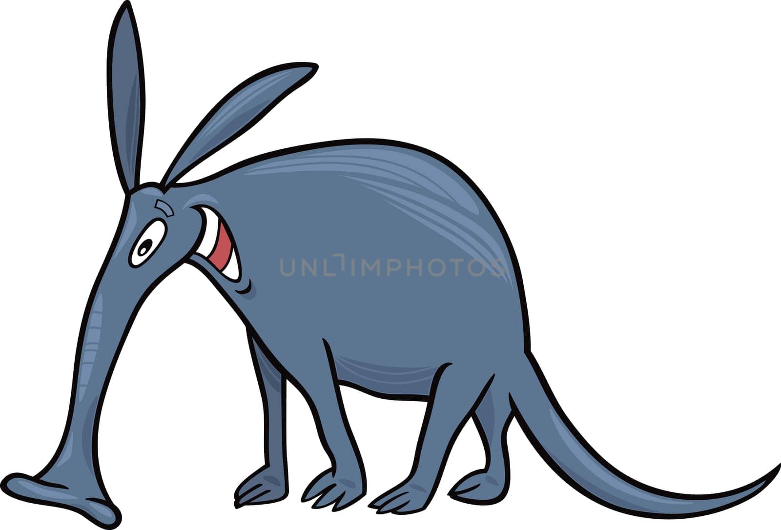 cartoon illustration of funny aardvark