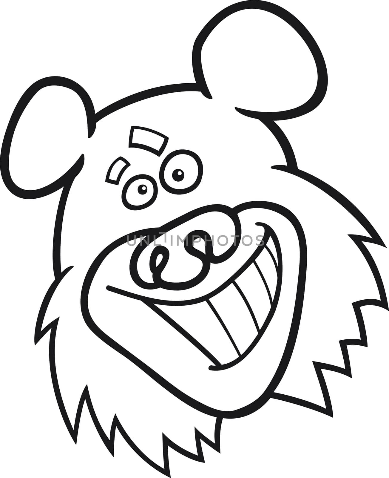 cartoon illustration of funny bear for coloring book