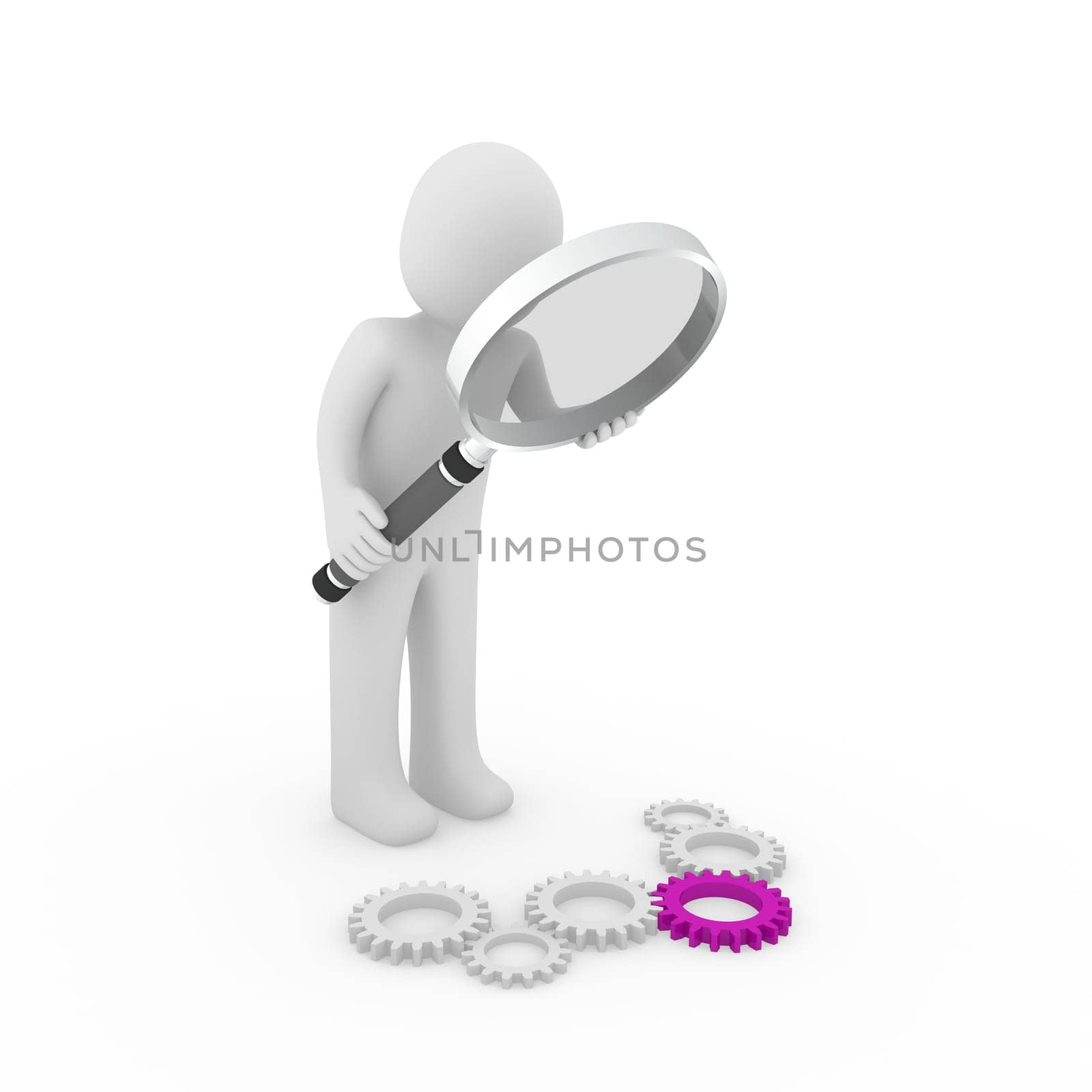 3d magnifying glass gear purple maschine search loupe