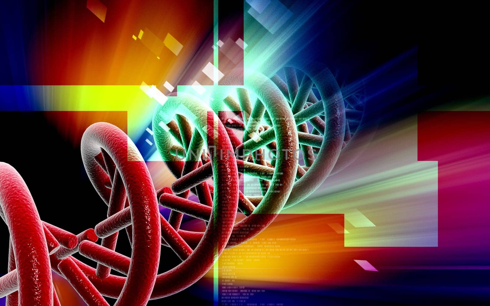 Digital illustration DNA structure in colour background