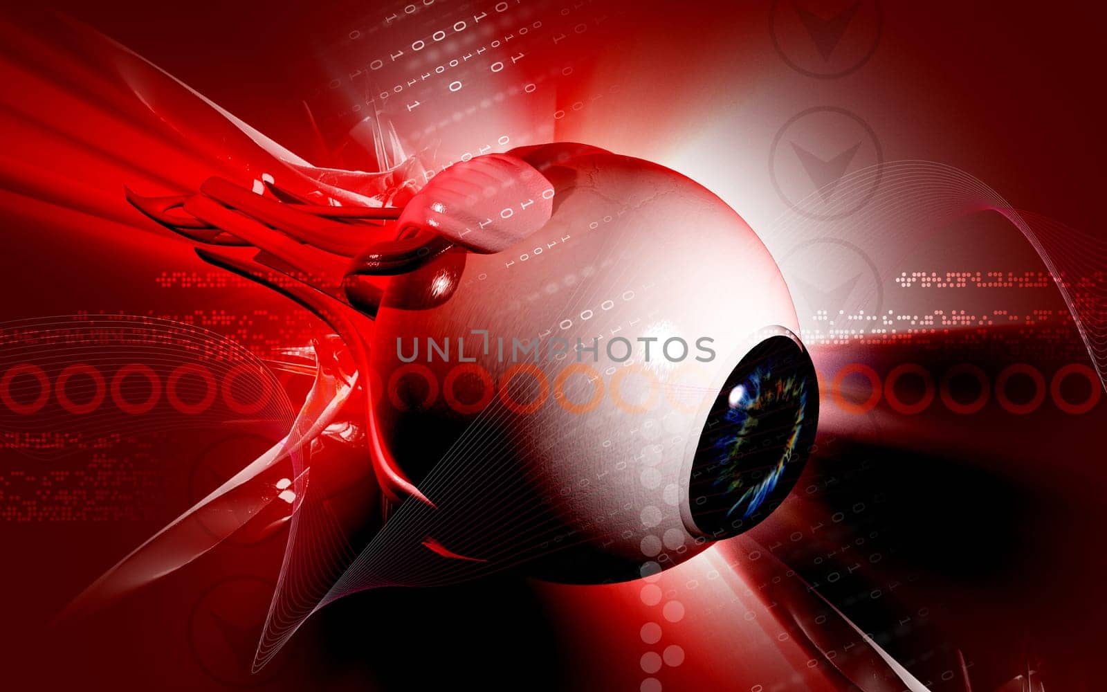Digital illustration of eye in colour background