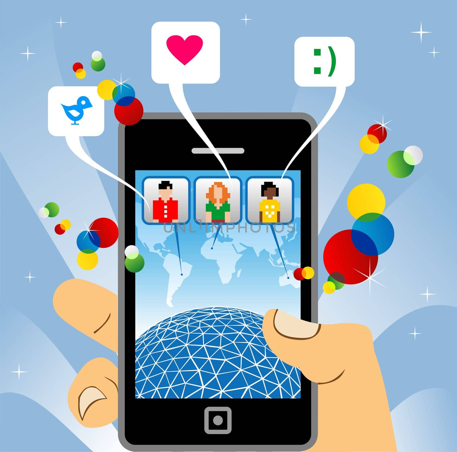 Social media network human connection concept