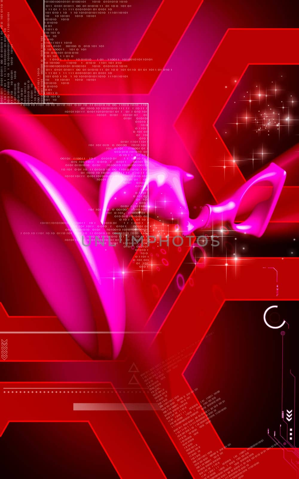 Digital illustration of ear in colour background