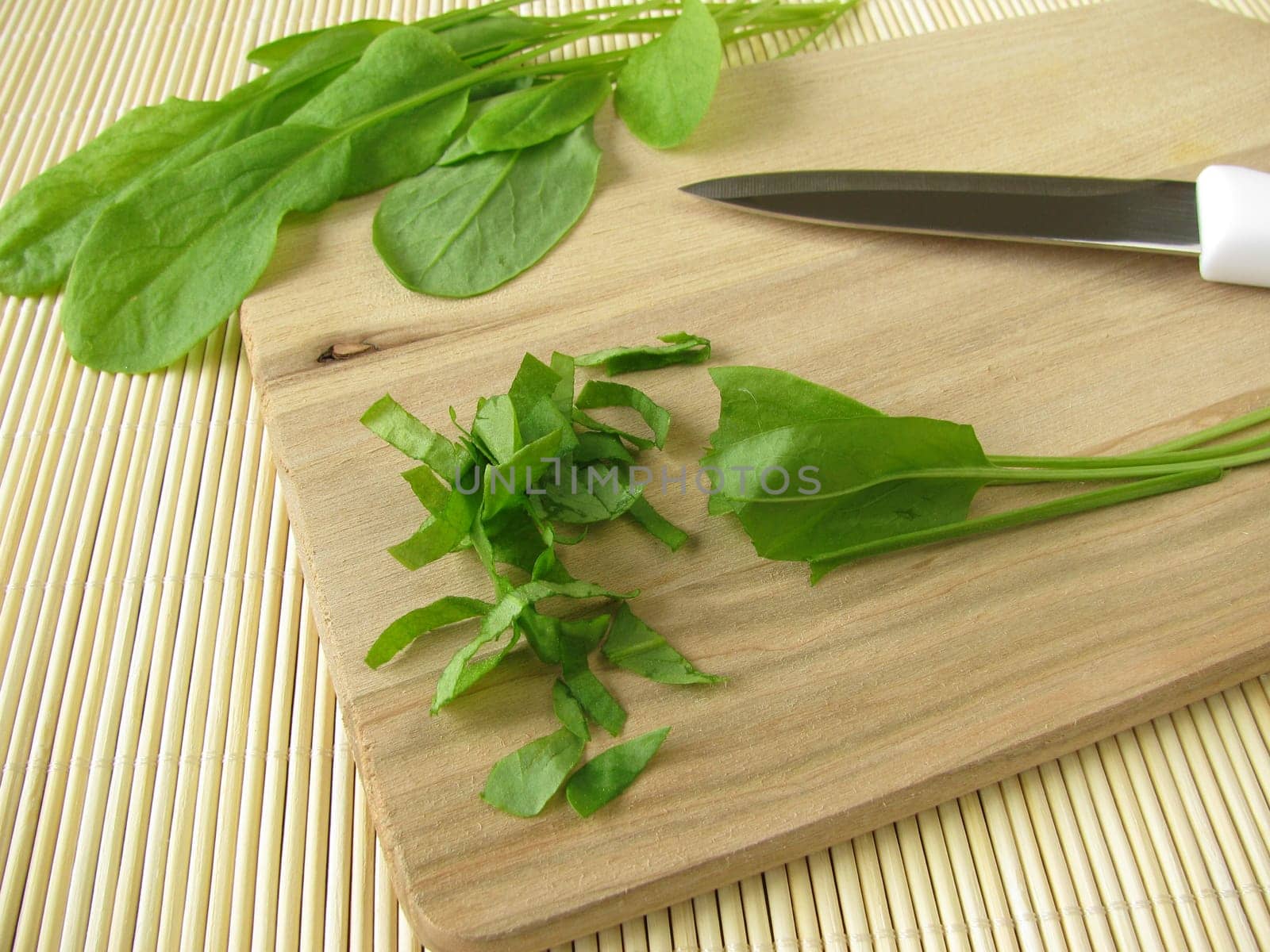Sorrel on a wooden board