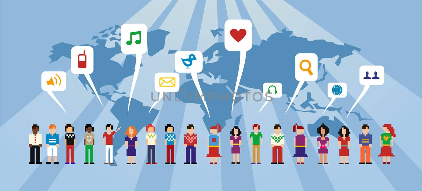 Social media network human connection concept