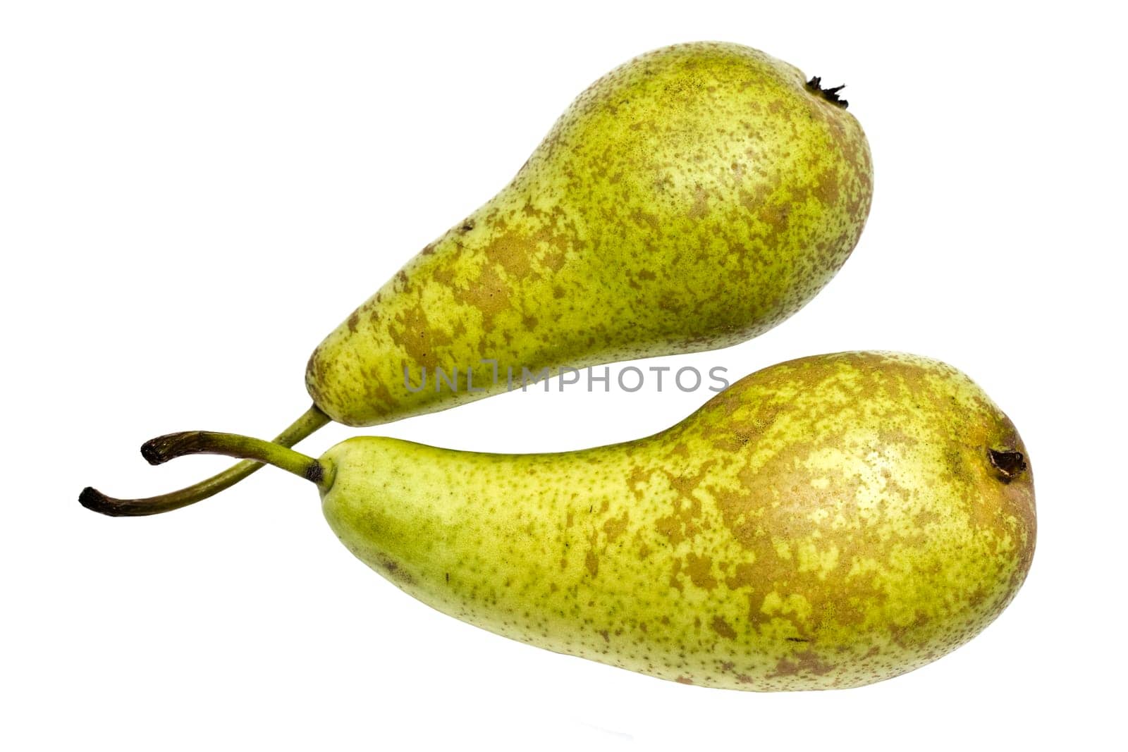 Green pears isolated on white background