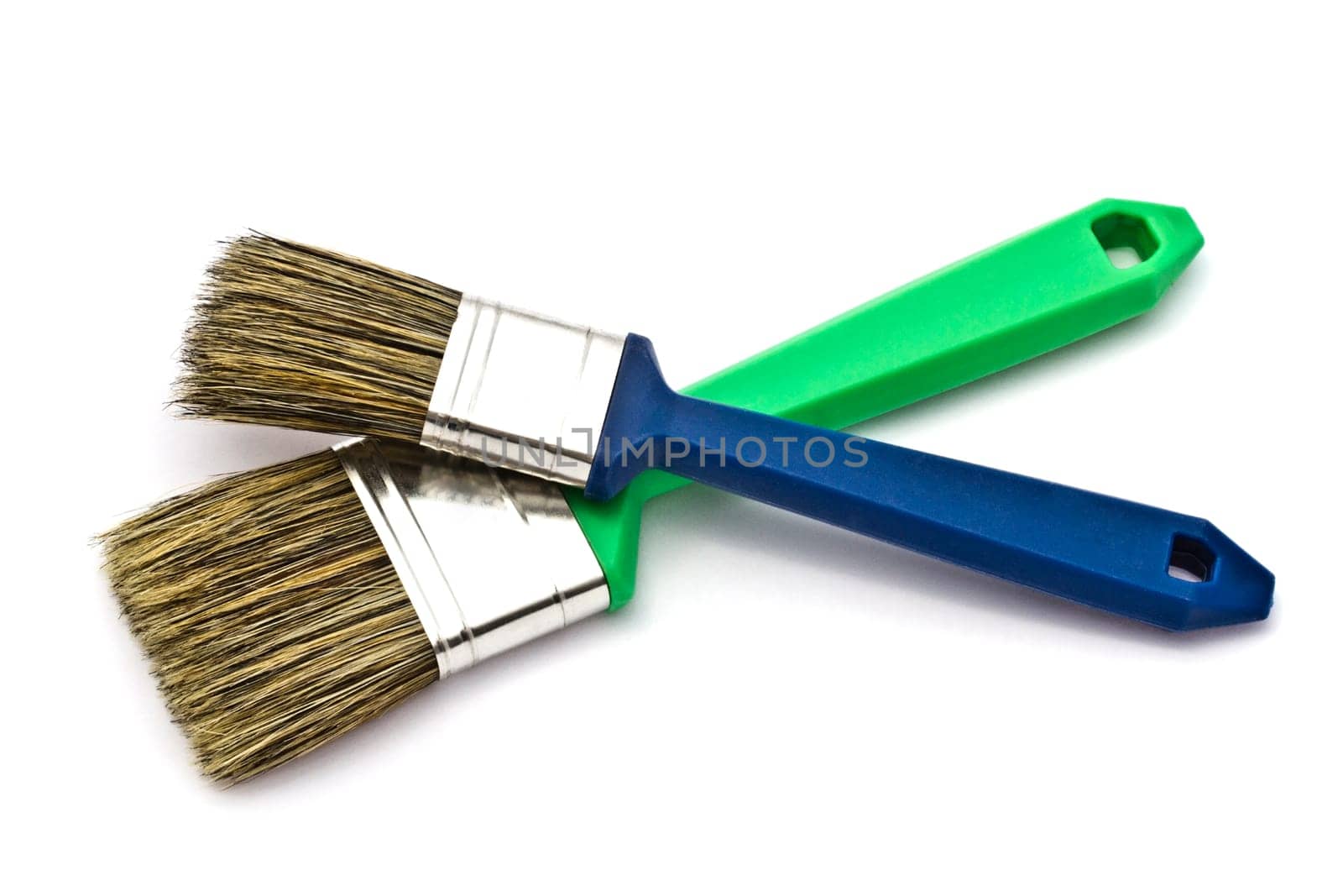 Paintbrushes closeup on white background