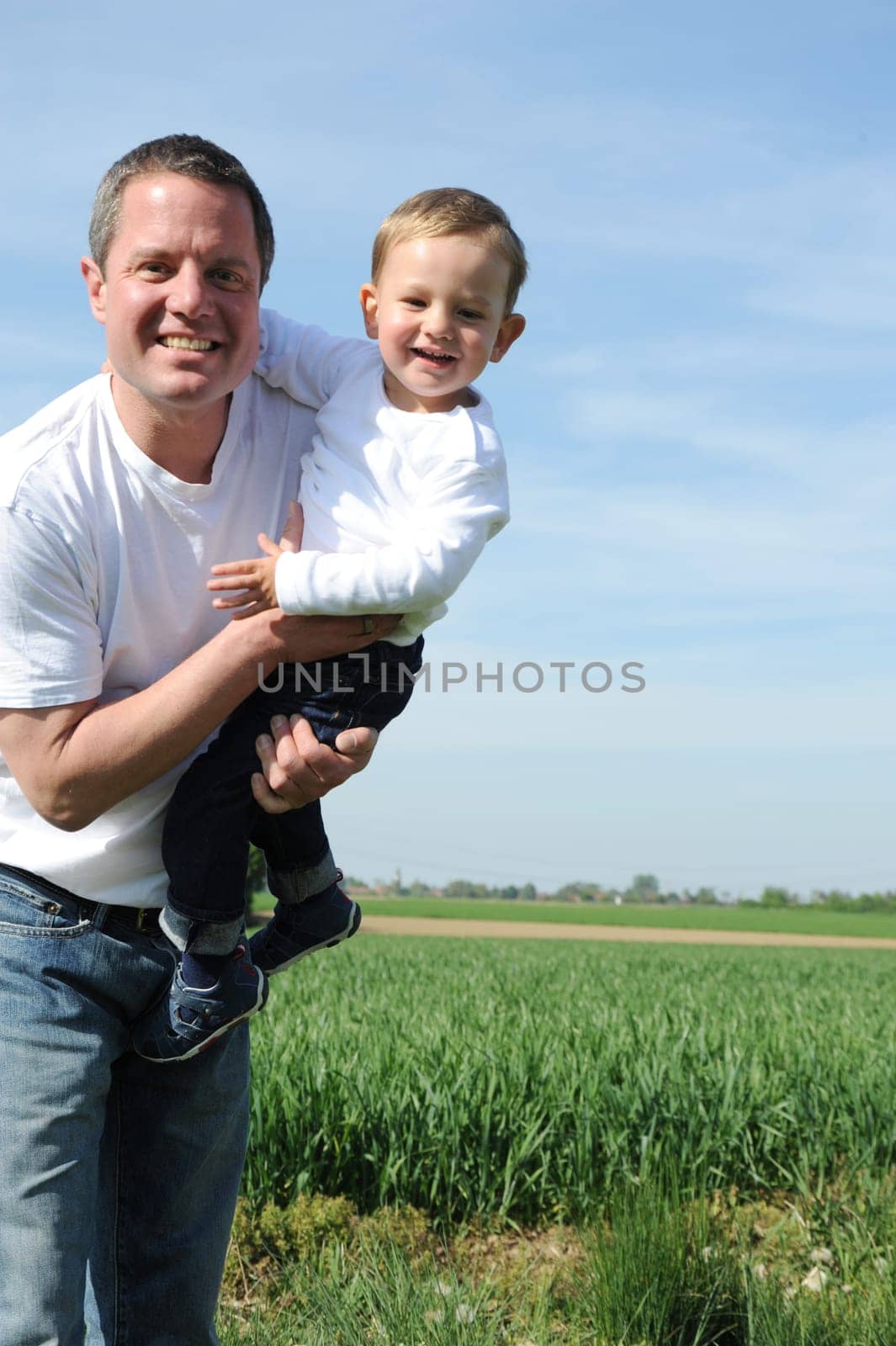 Happy father with son
