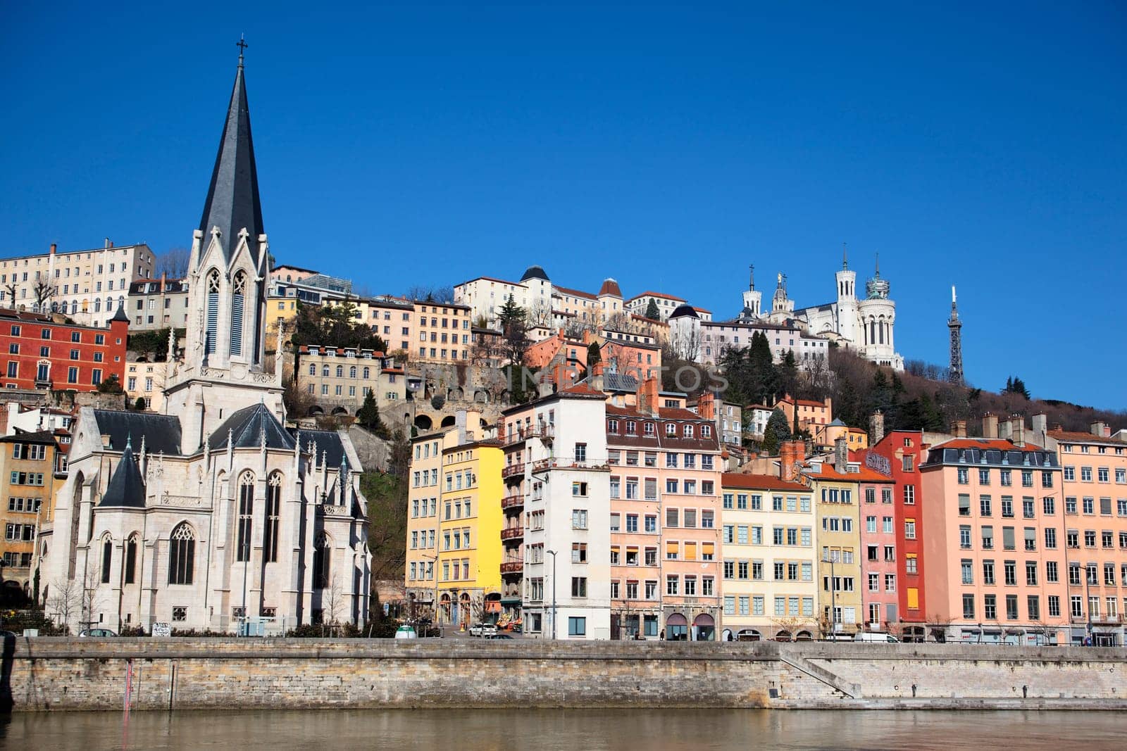 panorama of Lyon city and Saone river