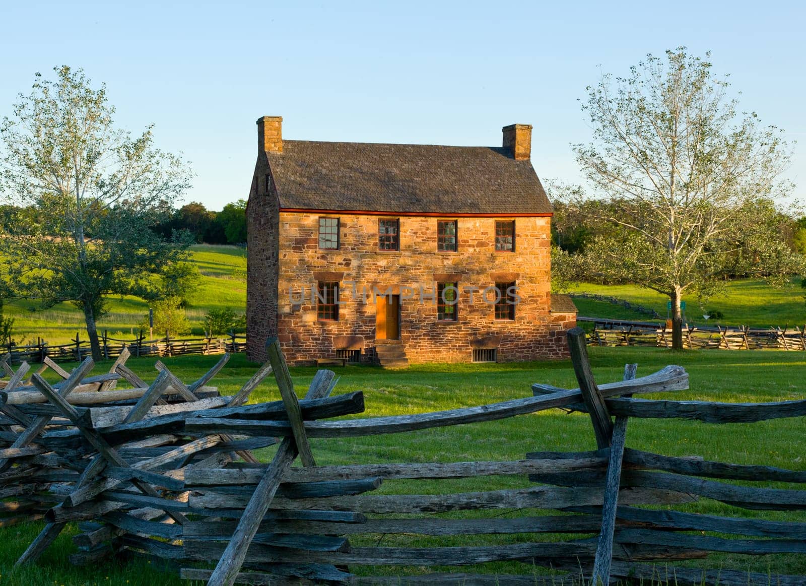 The old stone house in the center of the Manassas Civil War battlefield site near Bull Run