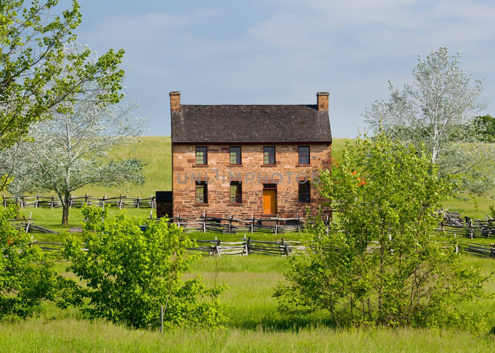 The old stone house in the center of the Manassas Civil War battlefield site near Bull Run