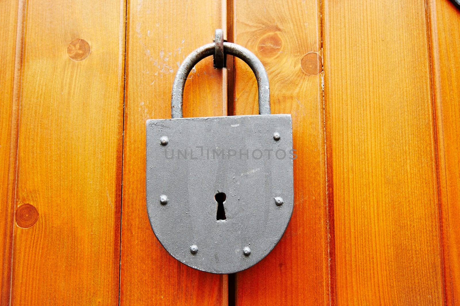 Shot of the old locked padlock - detail