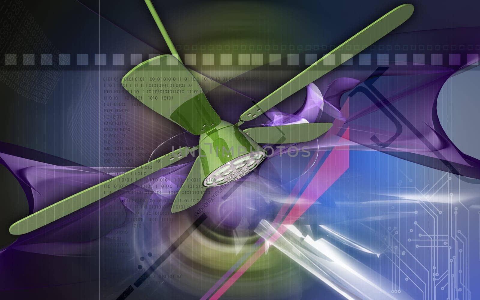 Digital illustration of ceiling fan in colour background