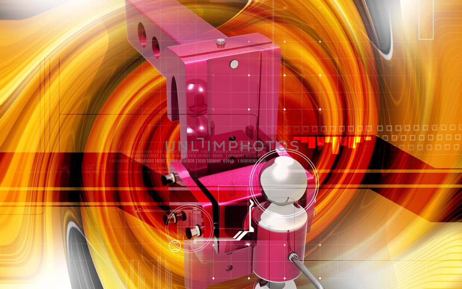 Digital illustration of tow ball in colour background