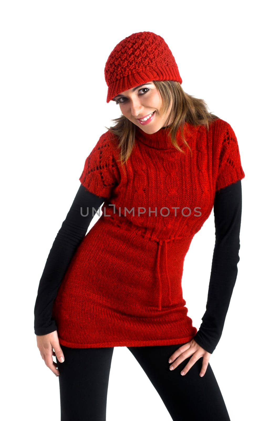 Beautiful attractive woman isolated on white