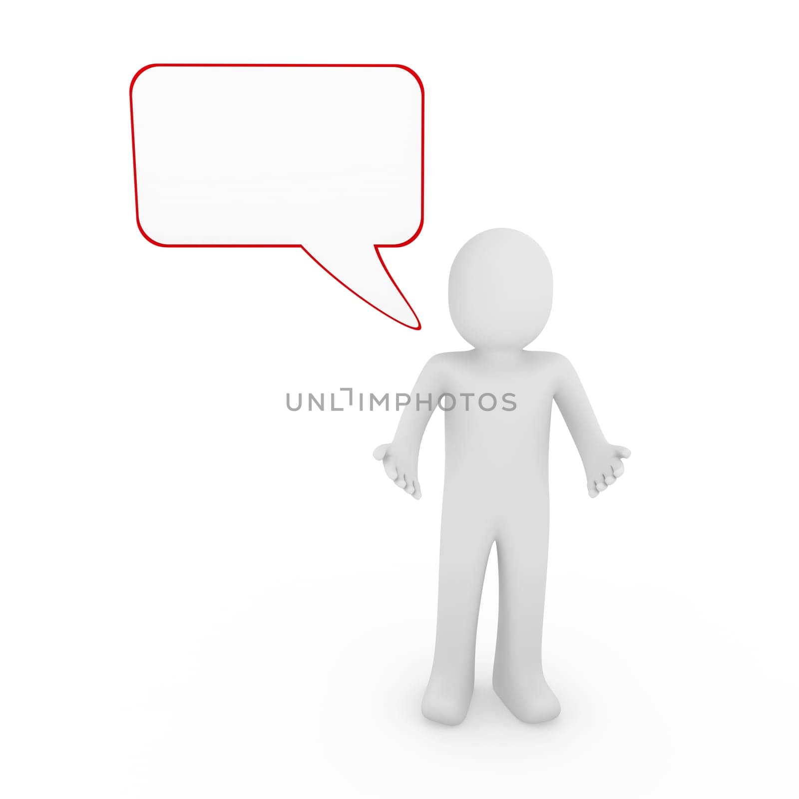 3d human man speak talk communication banner red