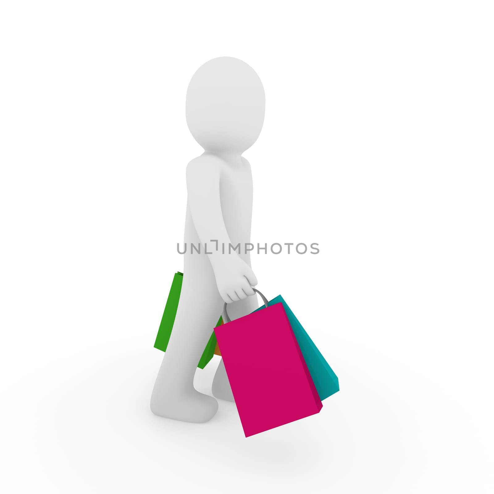 3d human man sale bag retail shopping pink