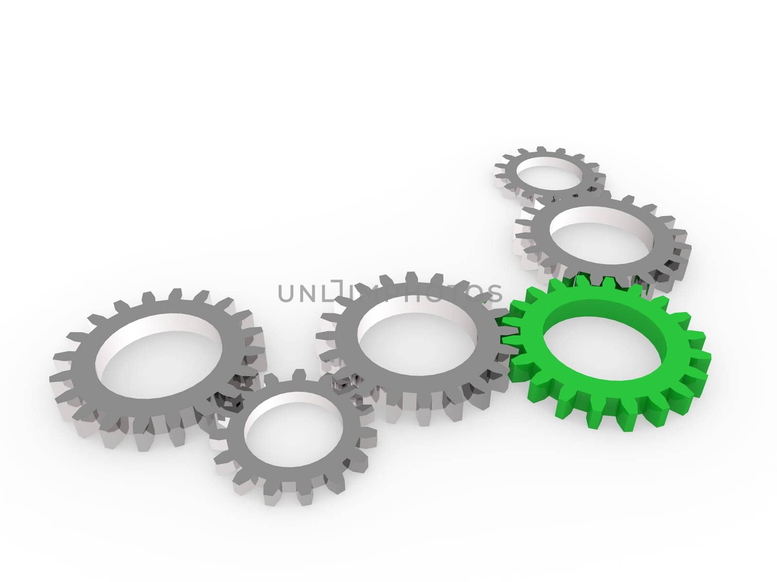 3d gear green steel chrom machine metal technology