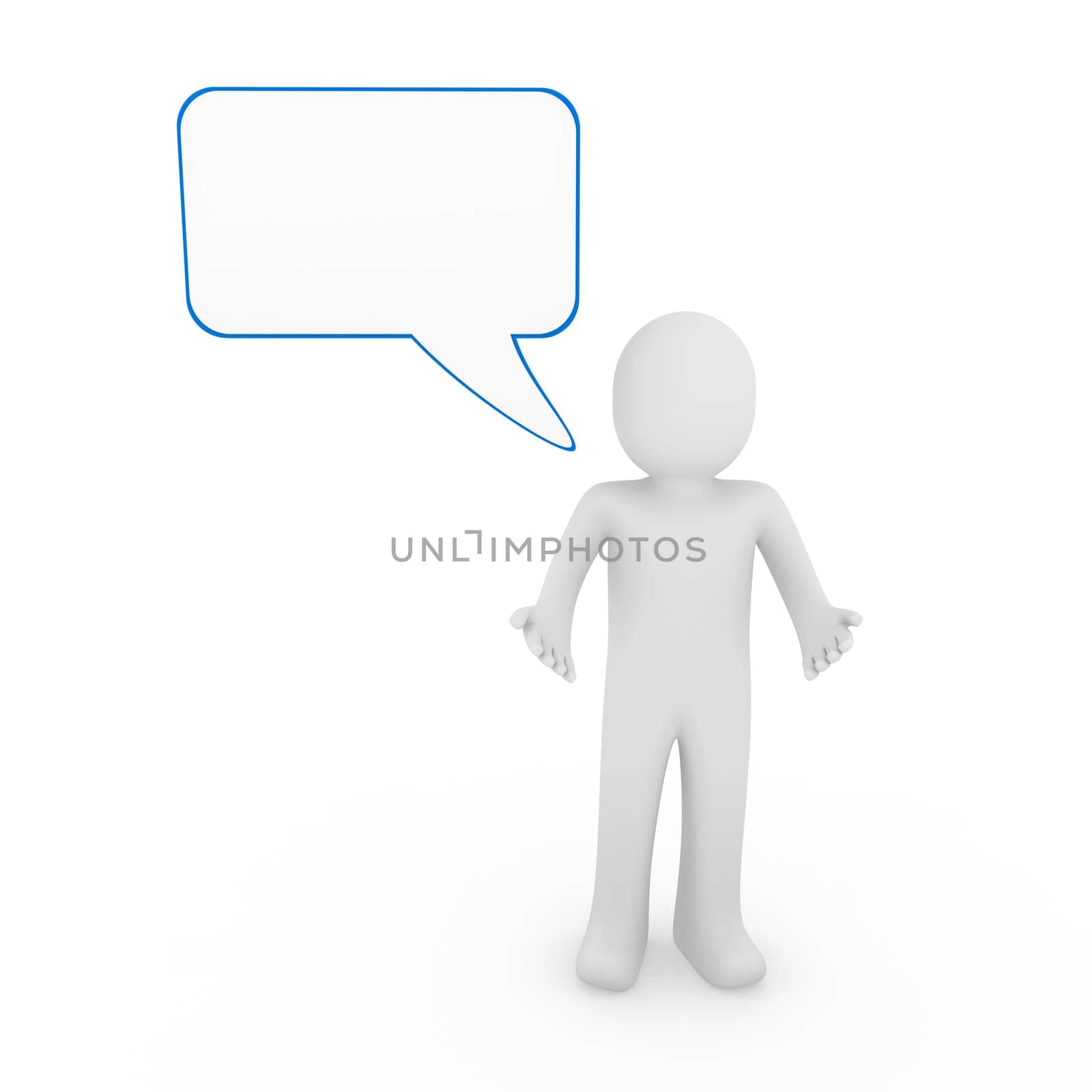 3d human man speak talk communication banner blue