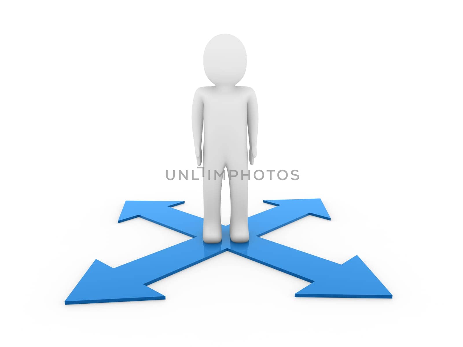 3d man human arrow blue way direction success