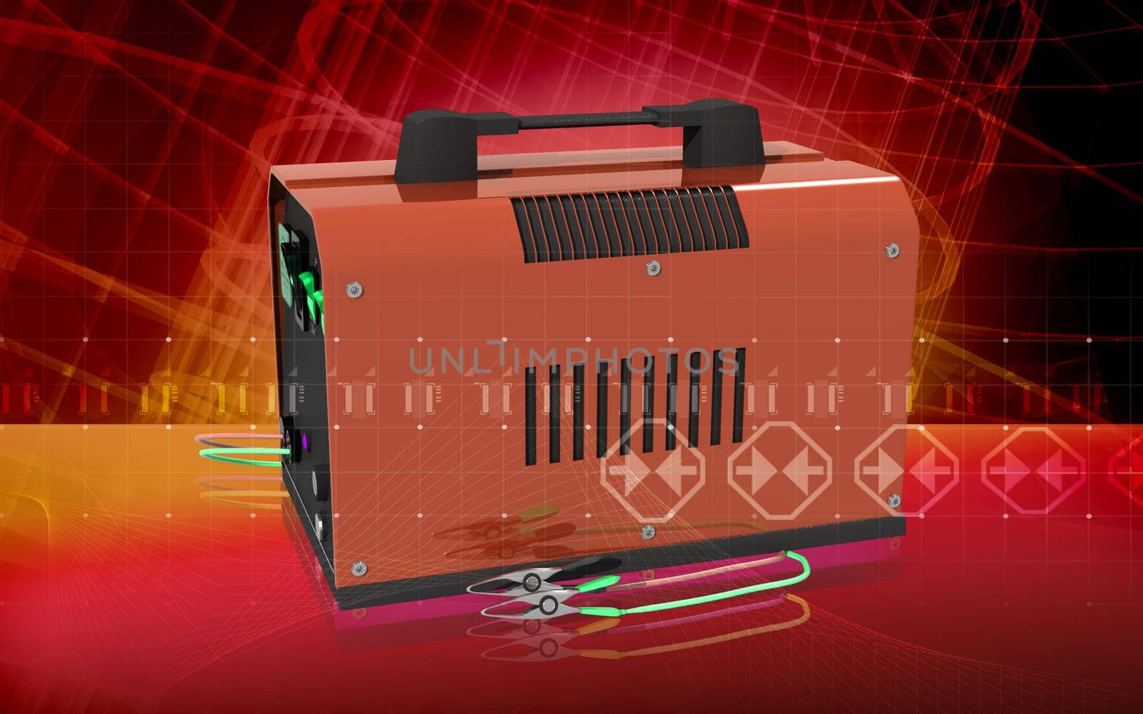 Digital illustration of Battery charger in colour background