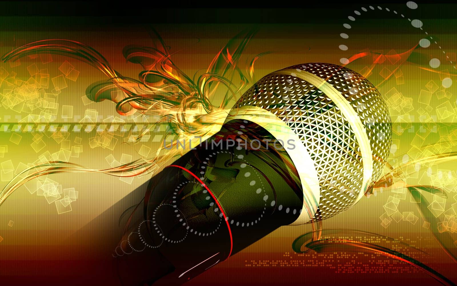 Digital illustration of microphone in colour background
