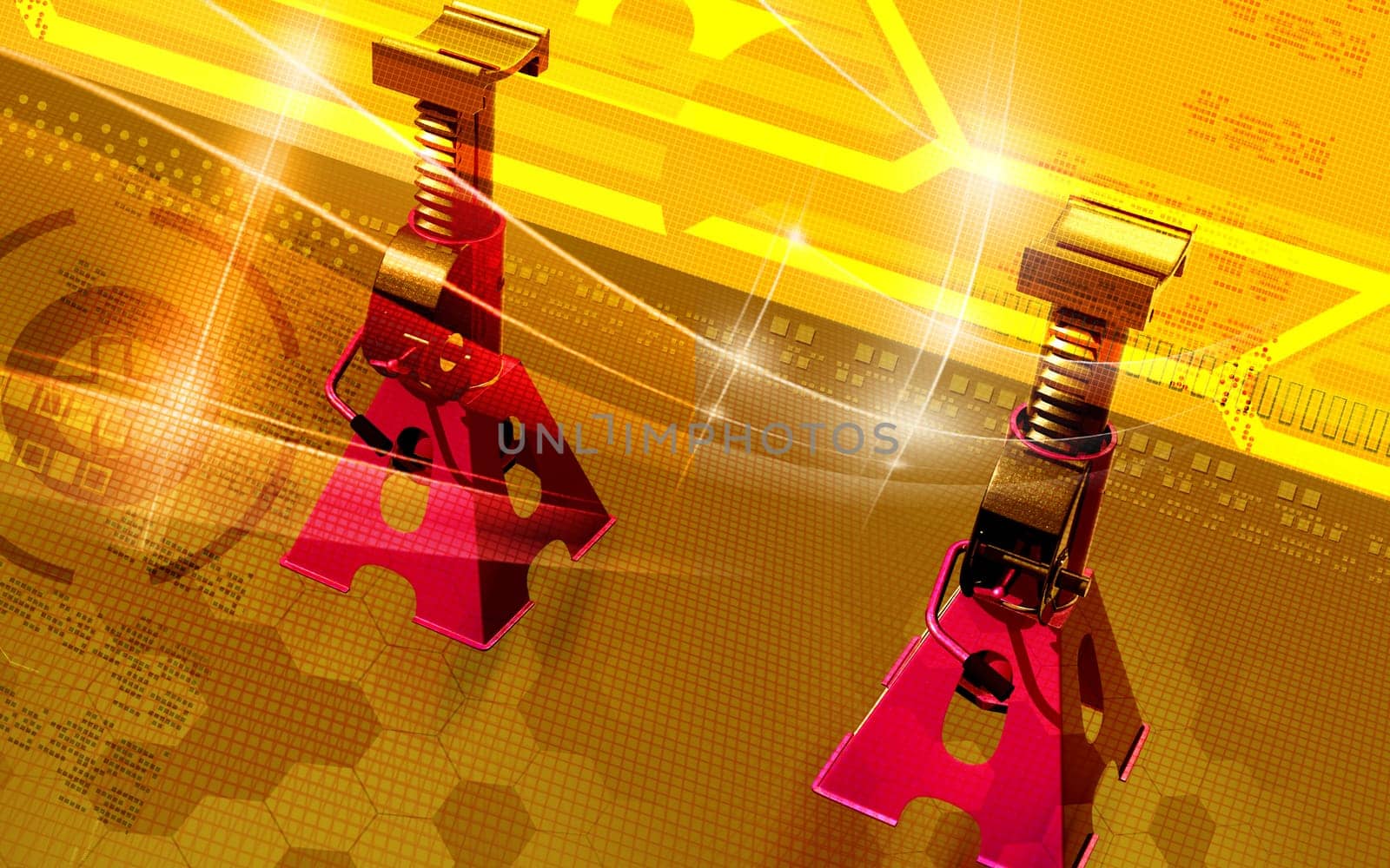Digital illustration of Car lift in colour background