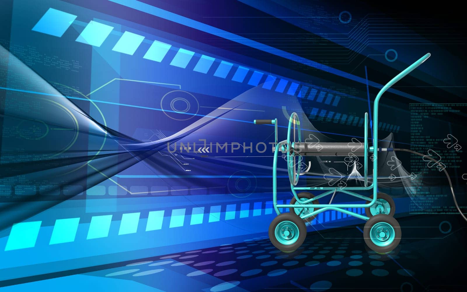 Digital illustration of a heavy duty hose in colour background