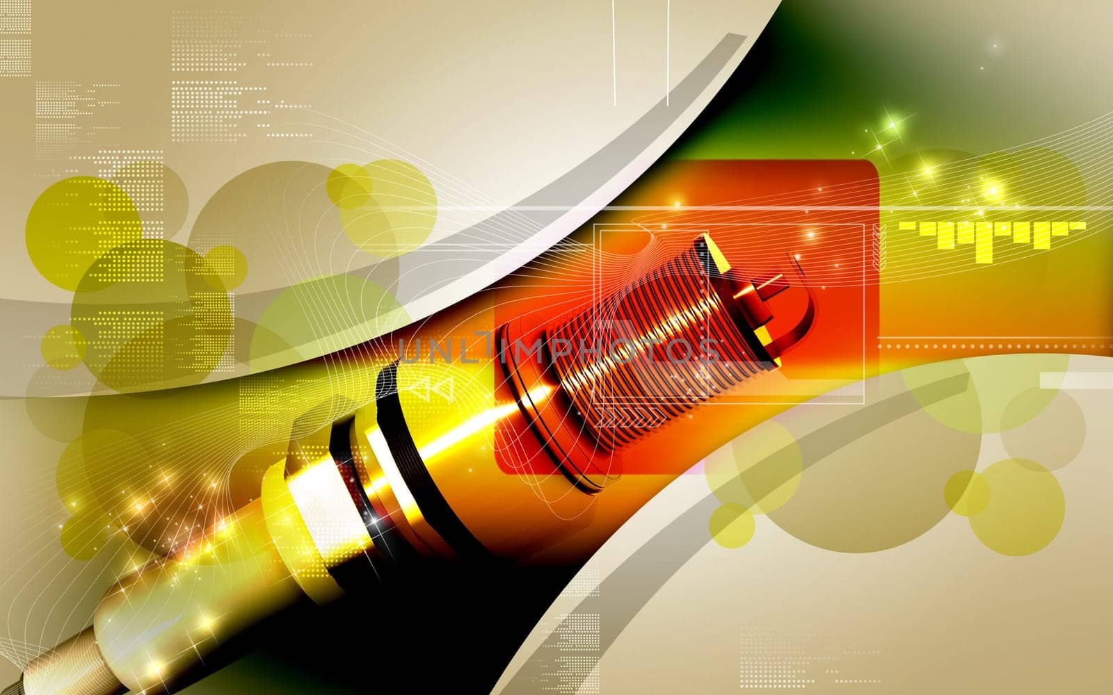 Digital illustration of Spark plug in colour background