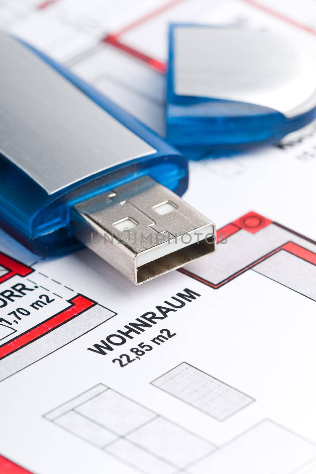 USB disk on a design and plan for a house