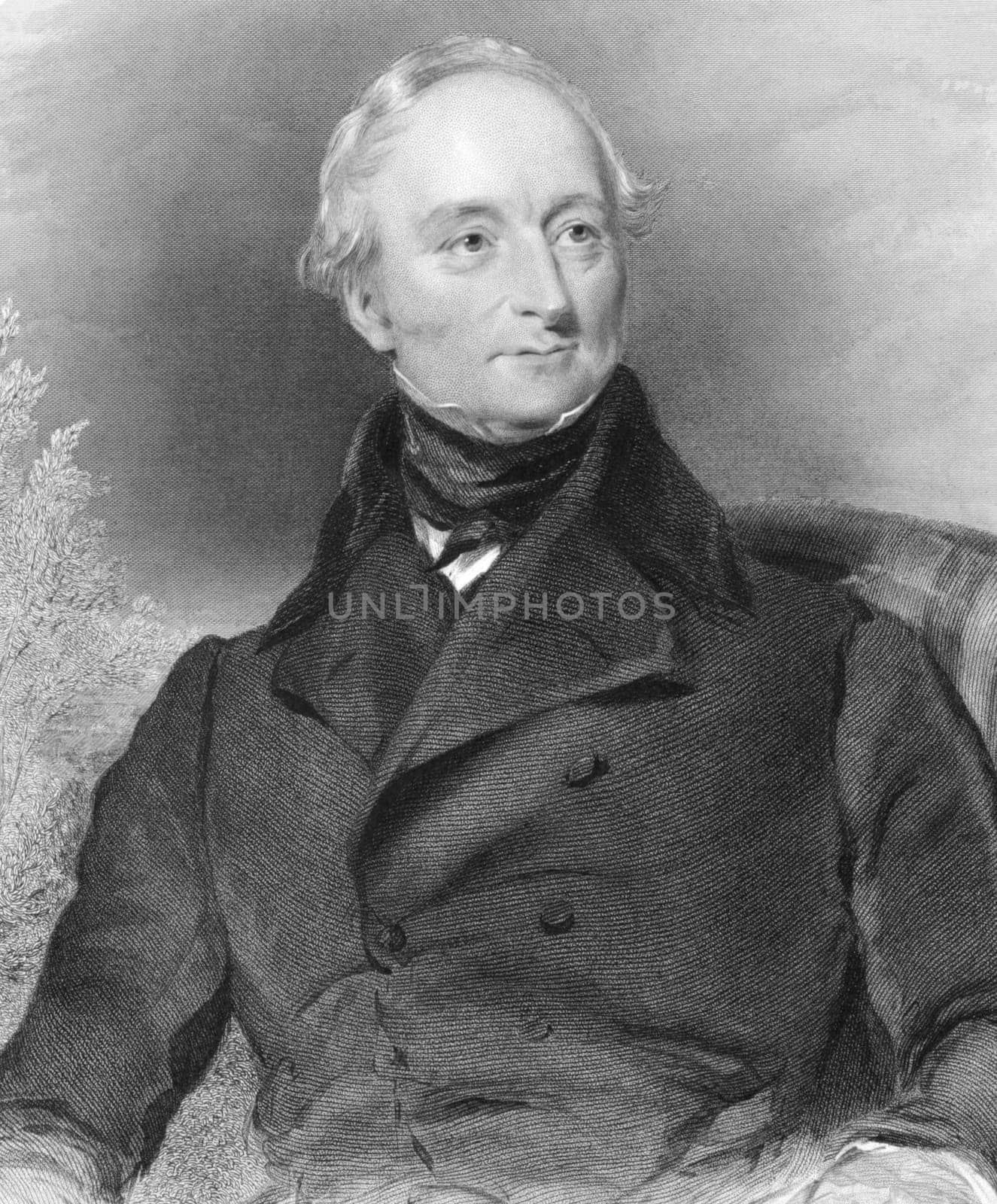 Joseph Devonsher Jackson (1783-1857) on engraving from 1800s. Irish Conservative MP in the United Kingdom Parliament and later a Judge. Engraved by J.Brown after a painting by G.Richmond and published by G.Virtue.