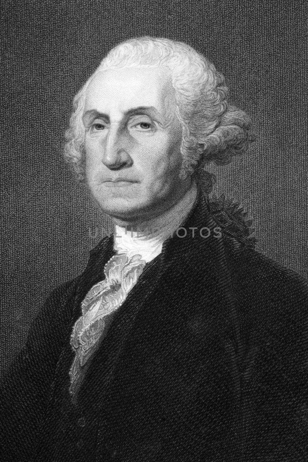 George Washington (1731-1799) on engraving from 1800s. First President of the U.S.A. during 1789-1797  and commander of the Continental Army in the American Revolutionary War during 1775-1783. Considered as Father of his country. Engraved by W.Humphreys a