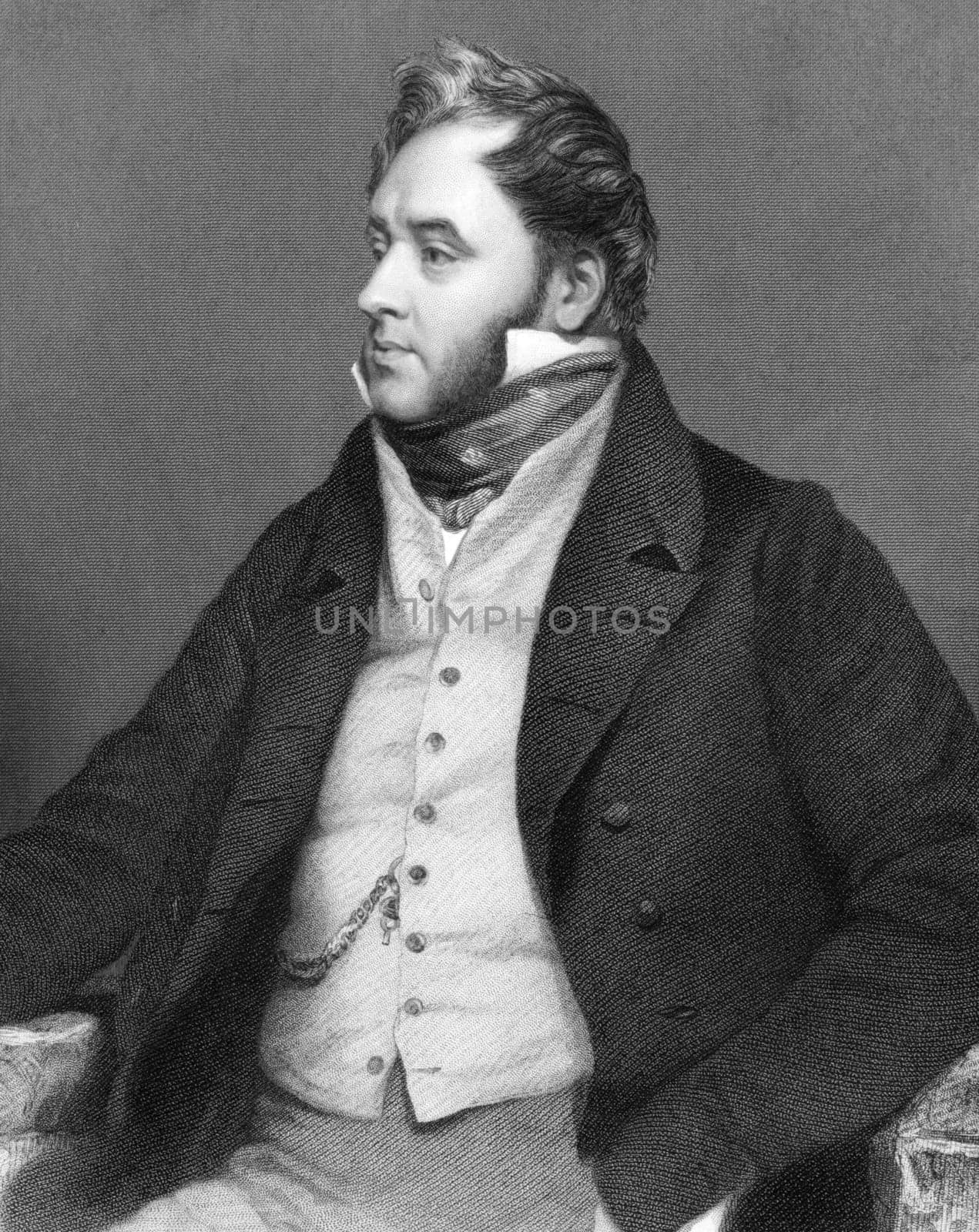 Charles Henry St John O&#039 Neill, 1st Earl O&#039 Neill (1779-1841) on engraving from 1800s. Irish politician, peer and landowner. Engraved by Brown after a painting by Phillips and published by G.Virtue.