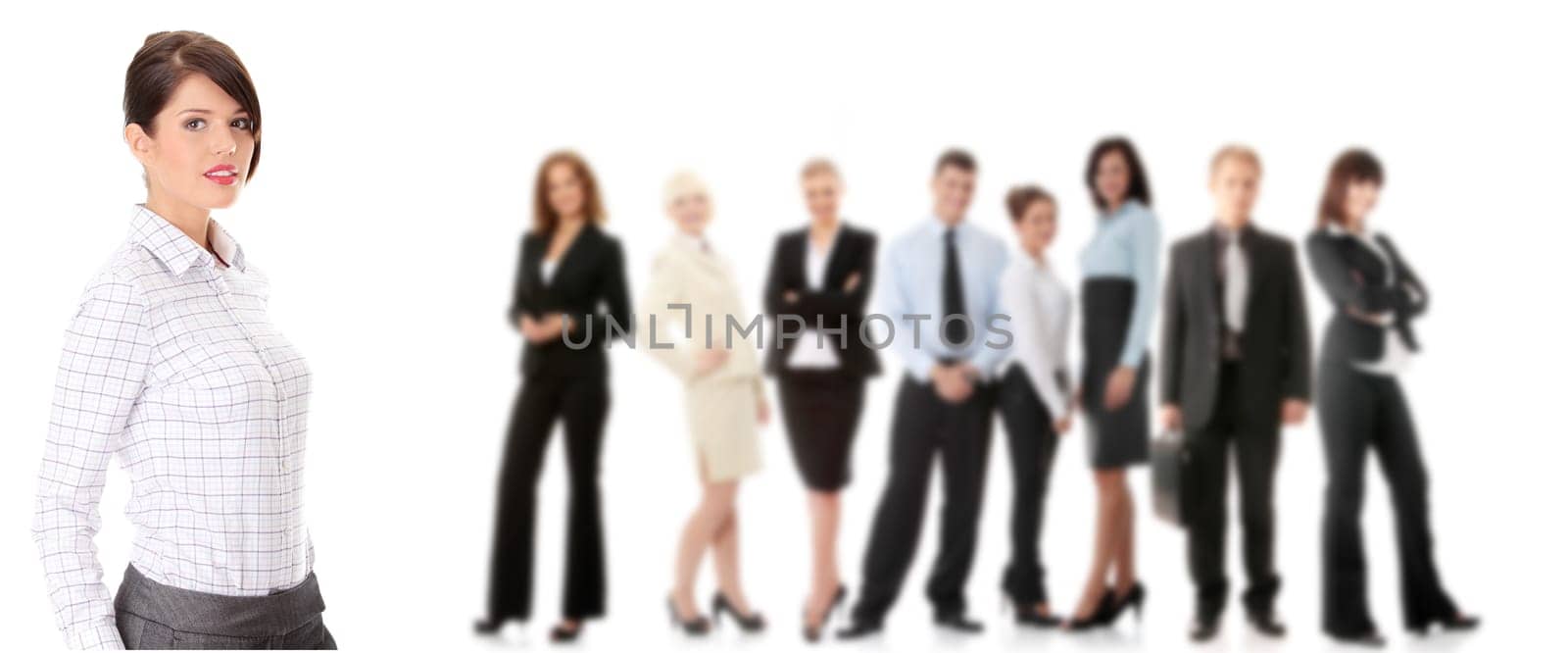 Young happy businesswoman isolated on white