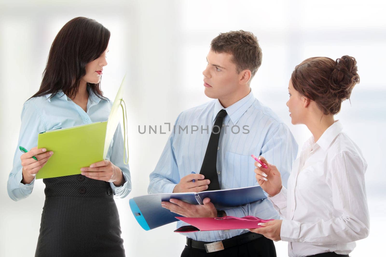 Conversation of business group.
