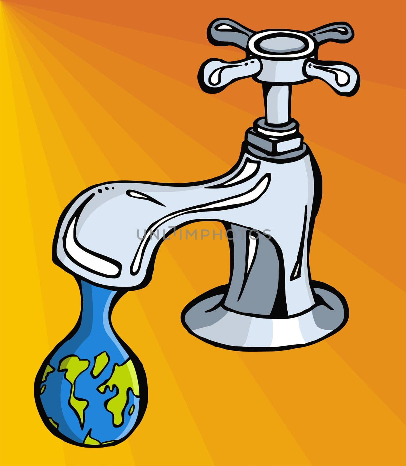 Leaking faucet the earth planet shaped drop