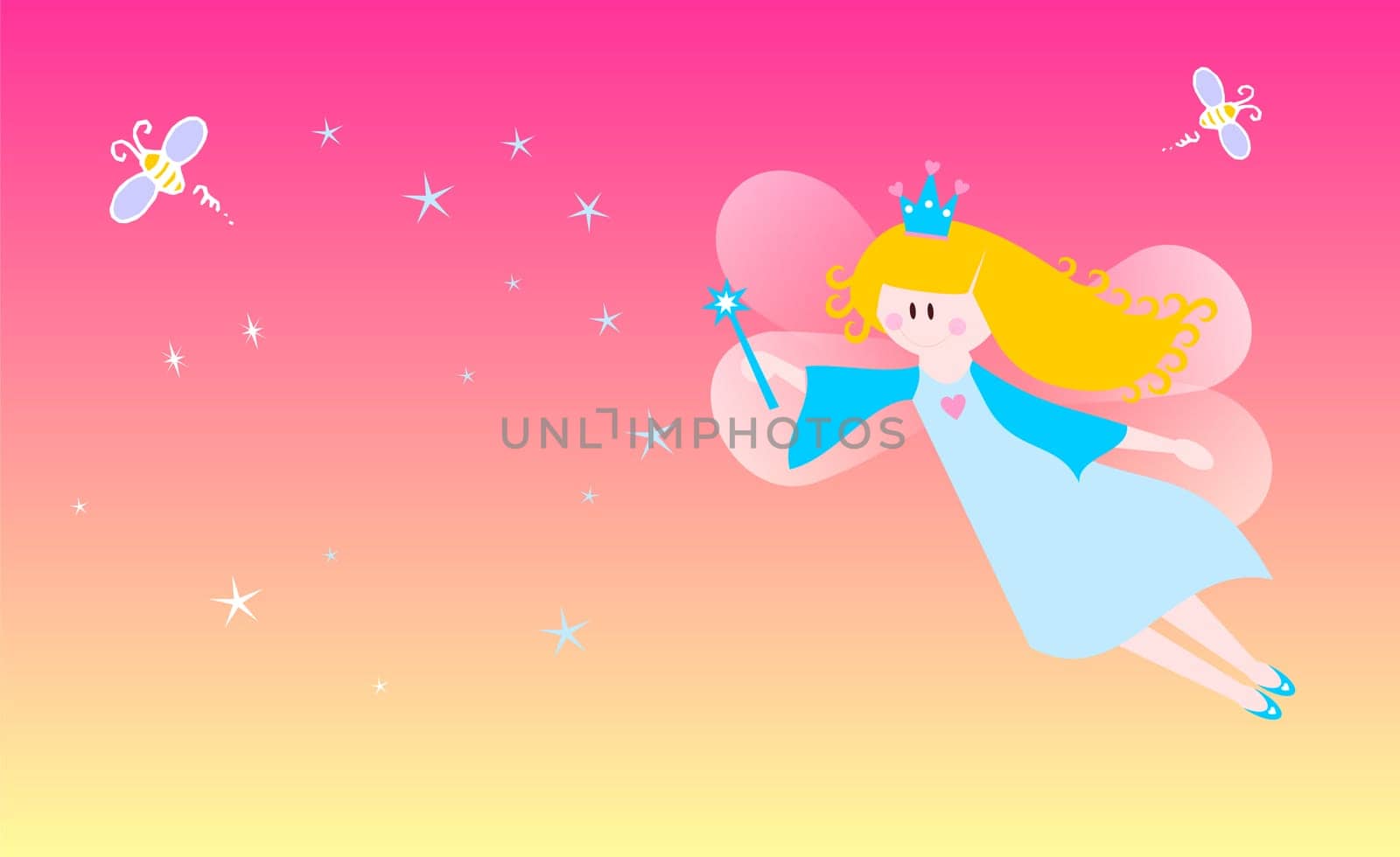 Cute fairy over a starry background. Vector available