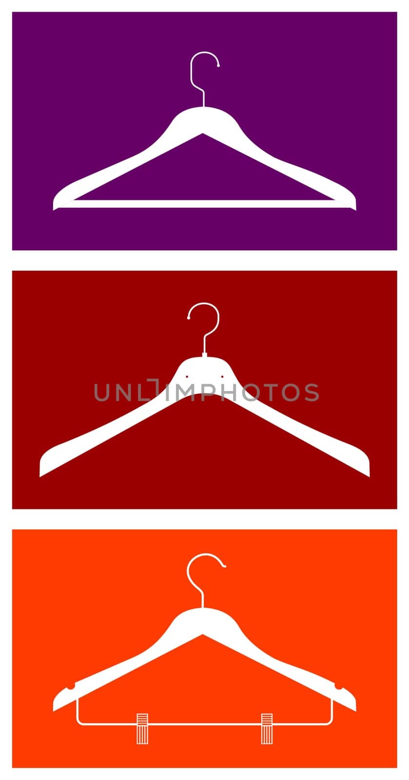 Three clothes hangers. Vector available
