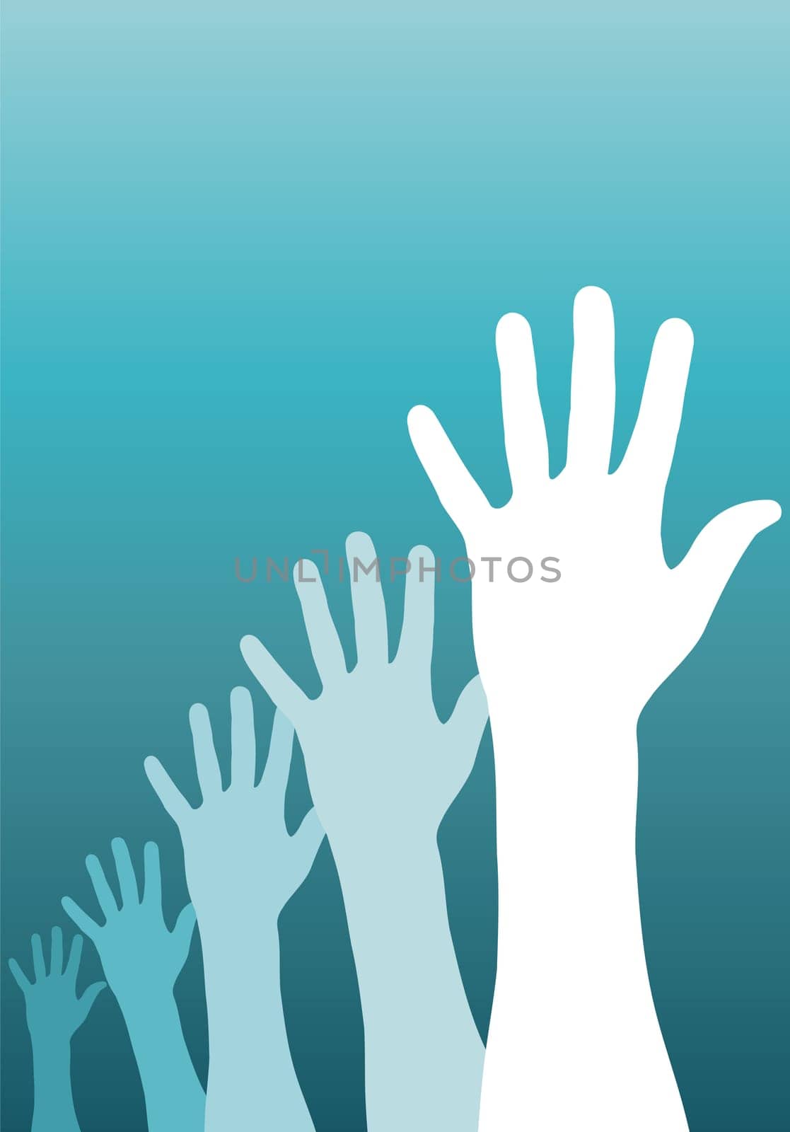 A group of raised hands. Vector avaliable