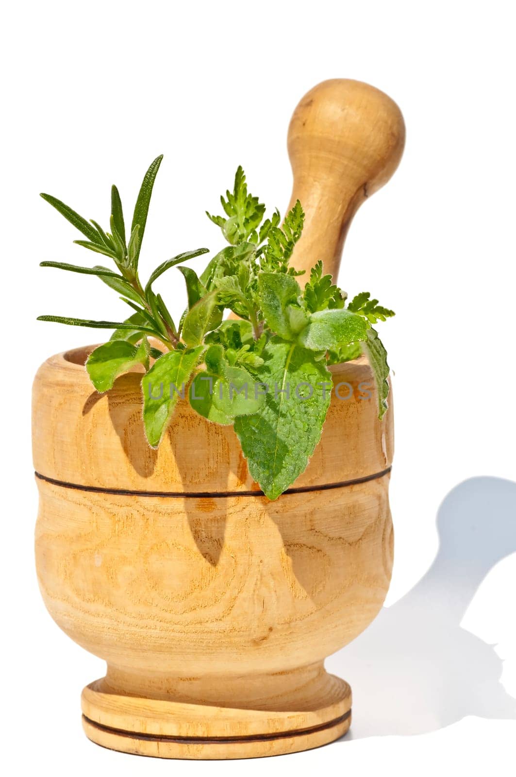 Mortar with herbs