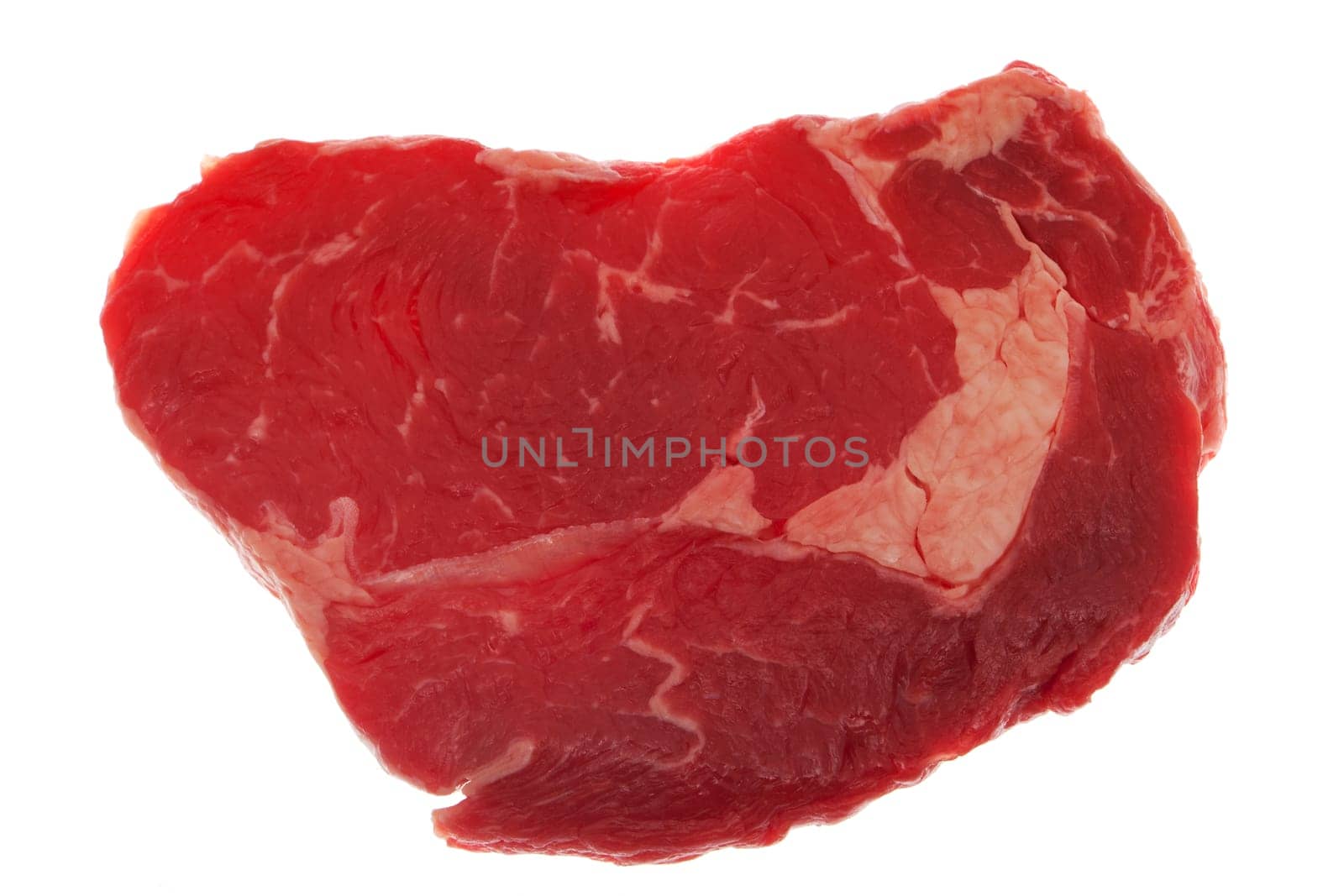 Steak,raw juicy beef in front of white background