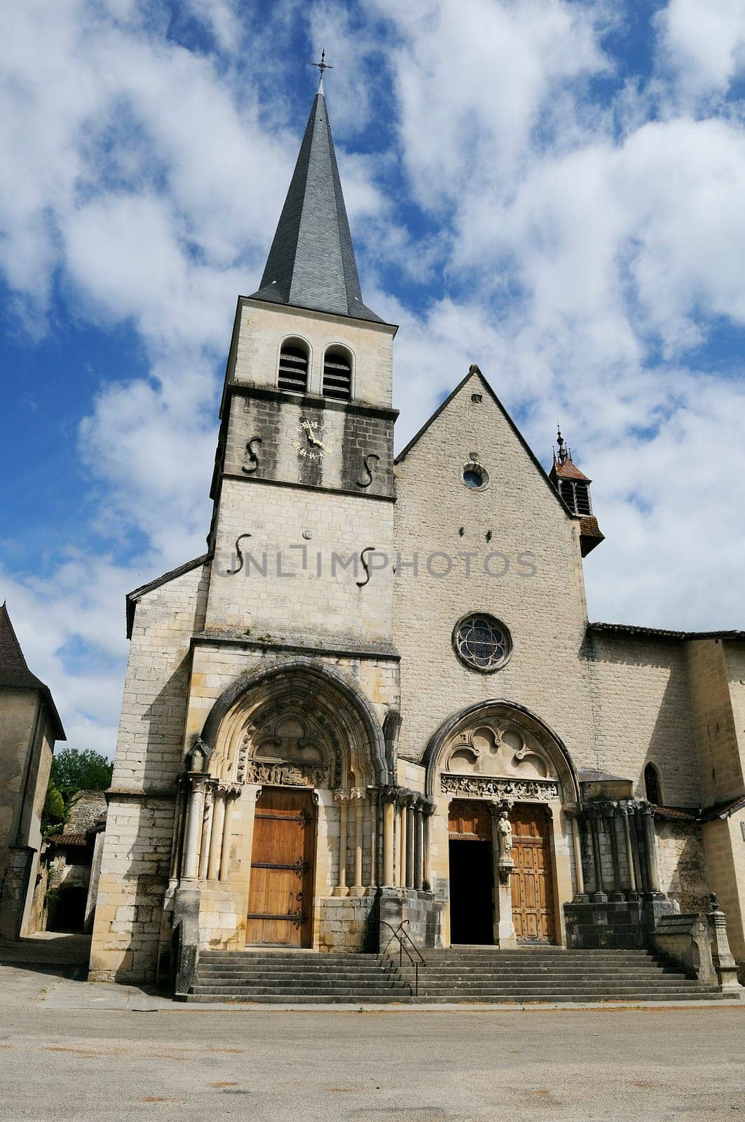 Architectural view of the amous Ambronay abbey, Ambronay, France