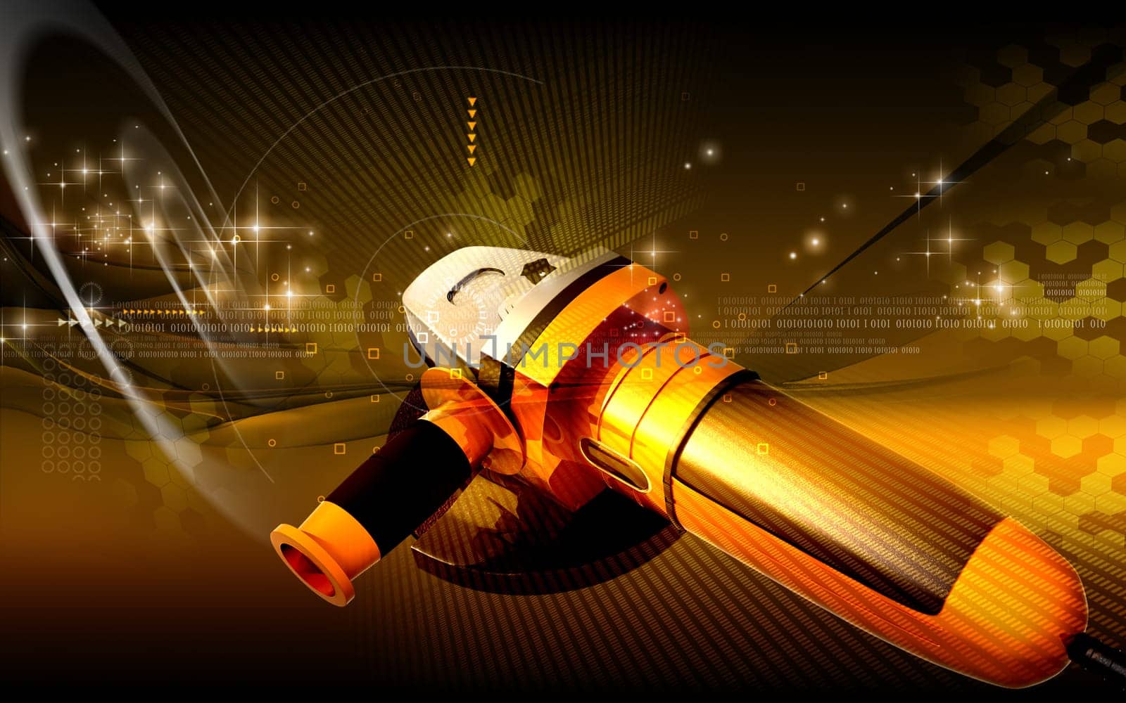 Digital illustration of angle grinder in colour background