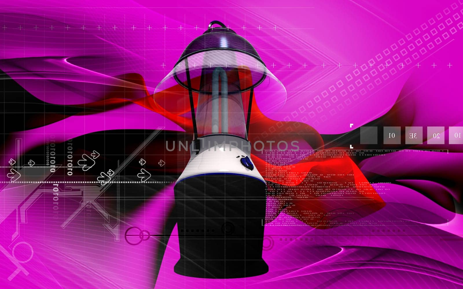 Digital illustration of a Rechargeable floured lantern in colour background