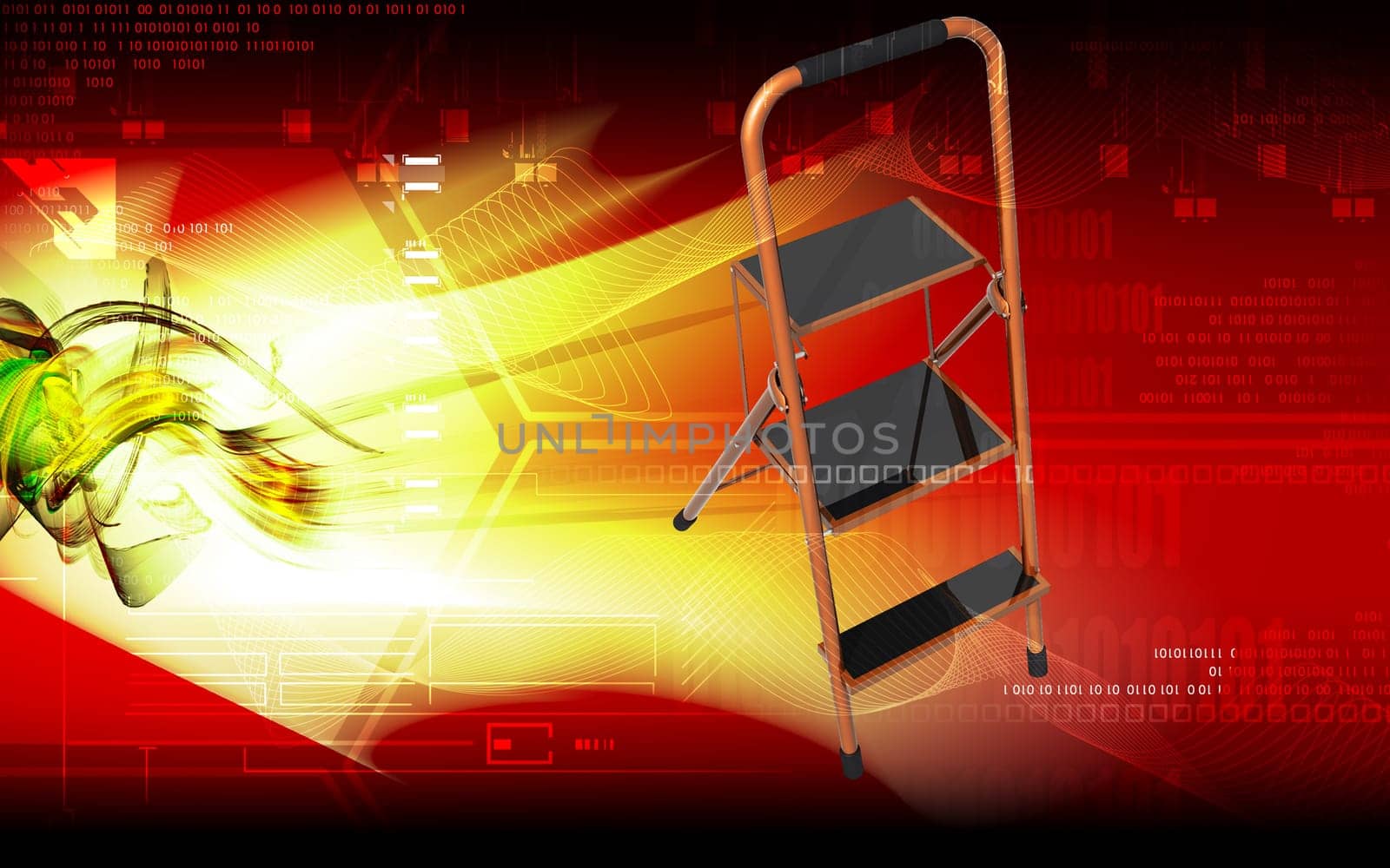 Digital illustration of ladder in colour background