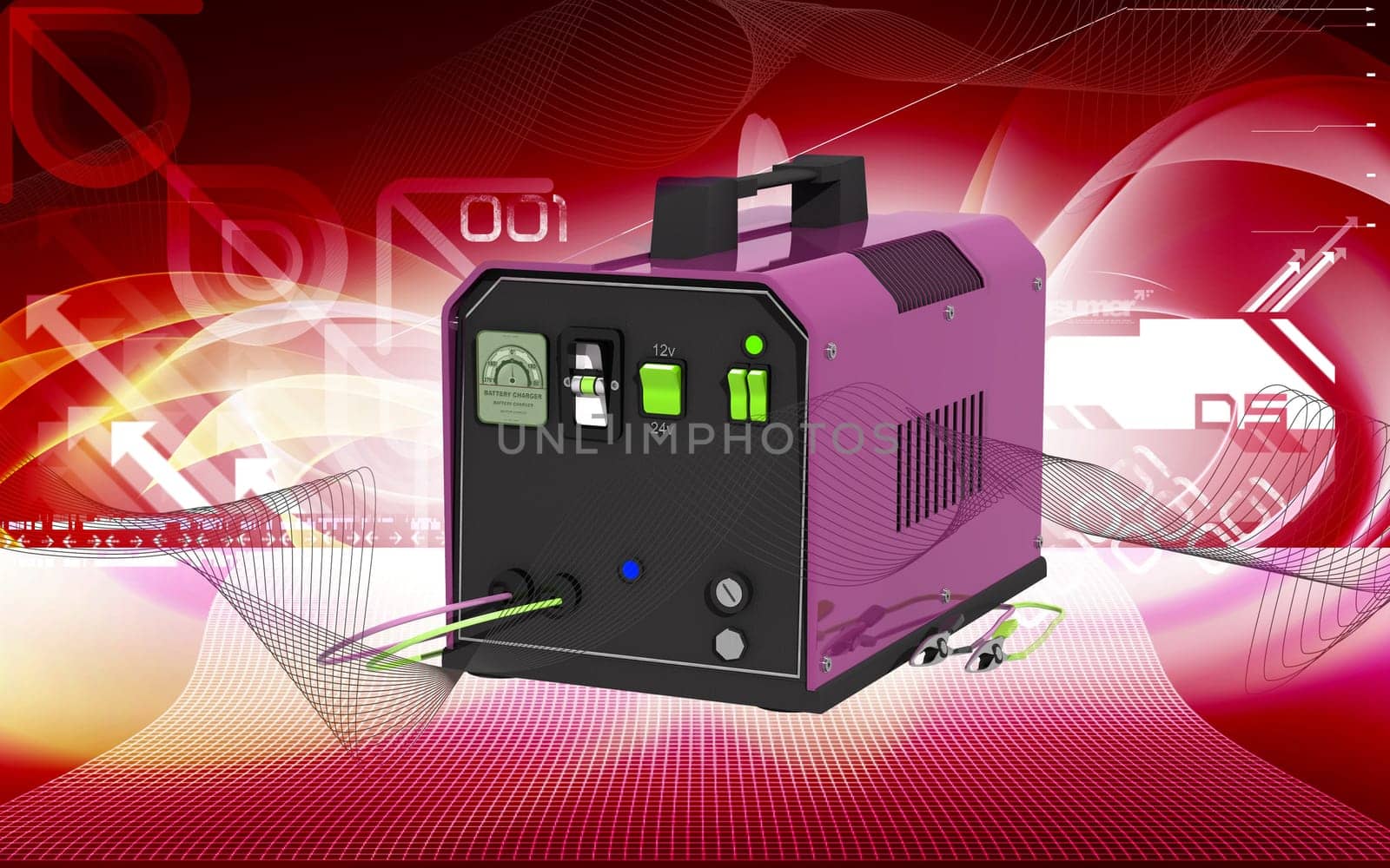 Digital illustration of Battery charger in colour background