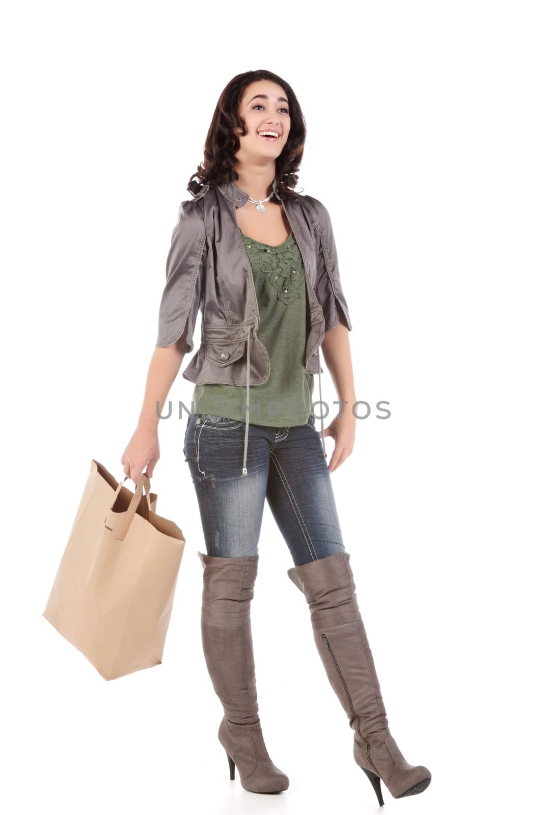 beautiful young teenage woman with shopping bag